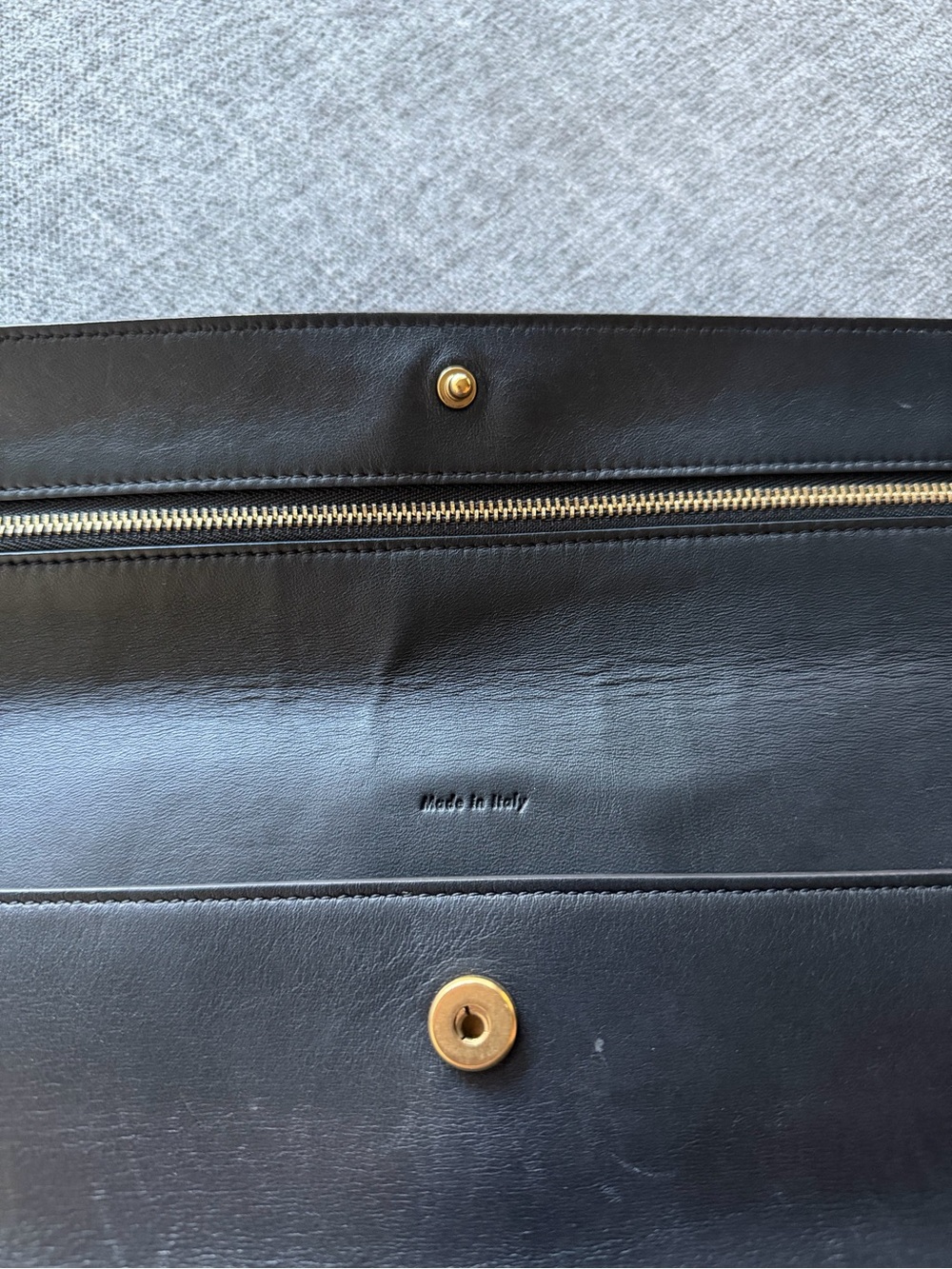 CELINE Black Leather Foldover Gold Hardware Wristlet Clutch - Picture 6 of 9